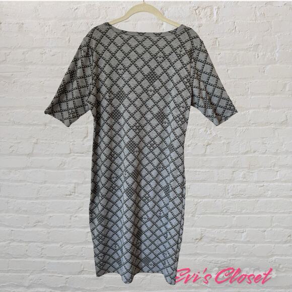 LulaRoe Julia Bodycon Grey On Grey Geometric NWOT Pullover Dress SZ Large - Picture 2 of 6